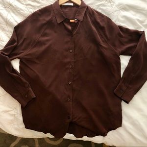 Everlane clean shirt 100% silk, brown